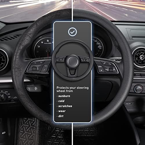 SEG Direct Black Car Steering Wheel Cover Small Size 14-14.25 inch - Image 3