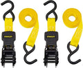 STANLEY S10002 Black/Yellow 1" x 10' Ratchet Tie Down Straps - 500 lb Safe by STANLEY