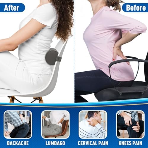 CushZone Memory Foam Lumbar Roll Support Pillow, Large Gray - Image 5