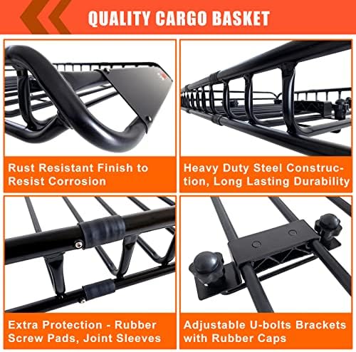 Roof Rack Rooftop Cargo Carrier Basket 51"*36"*5"+Waterproof Bag 15 Cu.Ft. - Image 5