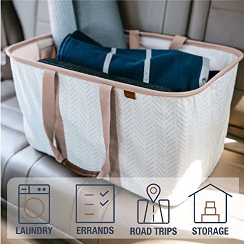 CleverMade Collapsible Laundry Baskets, 50L LUXE Tote 2 Pack - Image 6