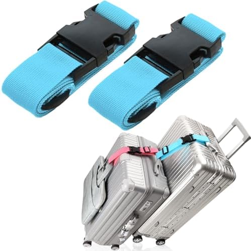 Luggage Straps Travel Belt Multiple Suitcase Connector, 2 Pack Light Blue by Ajmyonsp