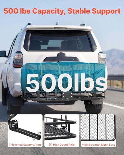 VEVOR Hitch Mount Cargo Carrier, 500LBS Capacity High-Strength Steel Hitch - Image 3