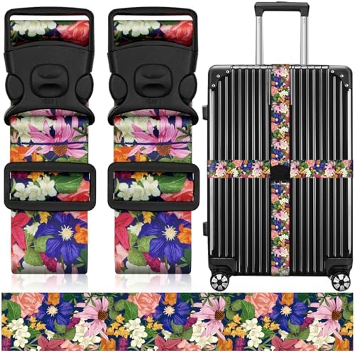 2 Pack Luggage Straps for Suitcases, Adjustable Travel Belt by ZHOMA