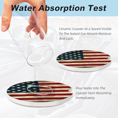 American Flag Car Coasters for Cup Holders, 2 Pack Car Cup Holder Coasters for - Image 5