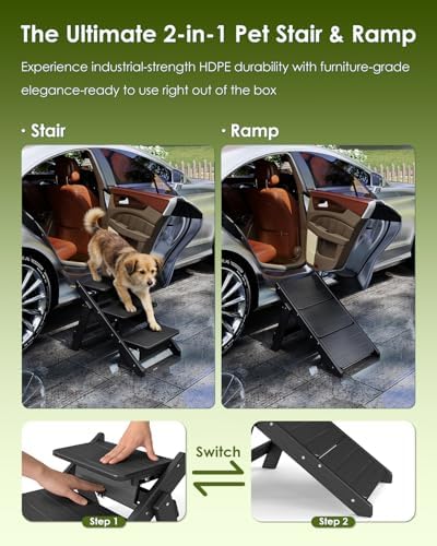 GREENVINES Foldable Dog Stairs & Steps, 2-in-1 HDPE Pet Ramp - Image 7