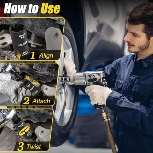 Topec 21mm x 22mm Flip Lug Nut Extractor, 1/2" Drive Lug Nut Removal Tool - Image 7