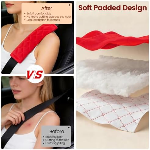 Amooca 2 Pack Seat Belt Covers Soft Shoulder Pad - Image 2