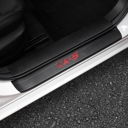 LEXLEY for Mazda 2013-2026 CX-5 Carbon Fiber Style Leather Door Sill Protector by LEXYE