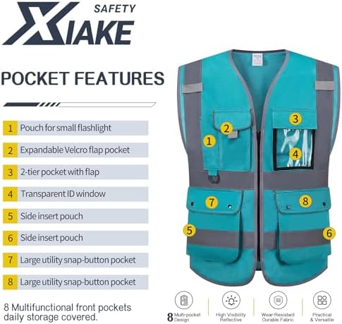 XIAKE Reflective Safety Vest for Men & Women High Visibility Class 2 Vest - Image 3