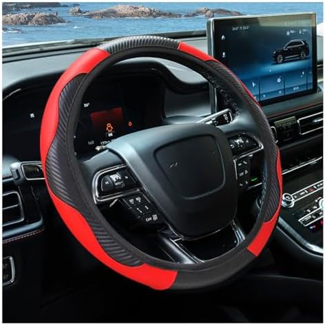 KITUREK 15" Car Steering Wheel Cover, Carbon Fiber Leather - Image 2