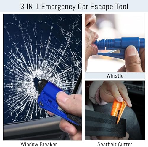 8 Pcs Car Window Breaker Tool Keychain, 3 in 1 Glass Breaker Seatbelt Cutter - Image 3