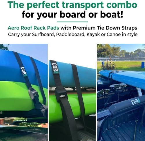 COR Surf Aero Roof Rack Pads, No-Scratch Tie Down Straps, 28in Narrow 10ft - Image 4