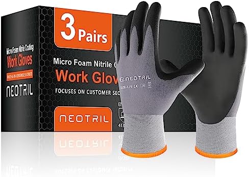 NEOTRIL Safety Work Gloves MicroFoam Nitrile Coated-3/6/12/36 Pairs, Breathable by NEOTRIL