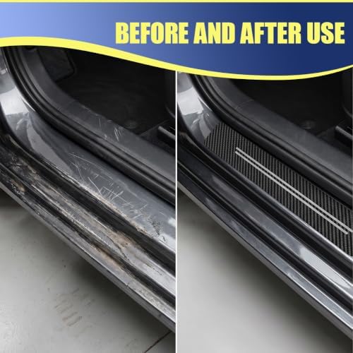 9PCS Carbon Fiber Car Door Entry Guard Sill Protector Cover - Image 5