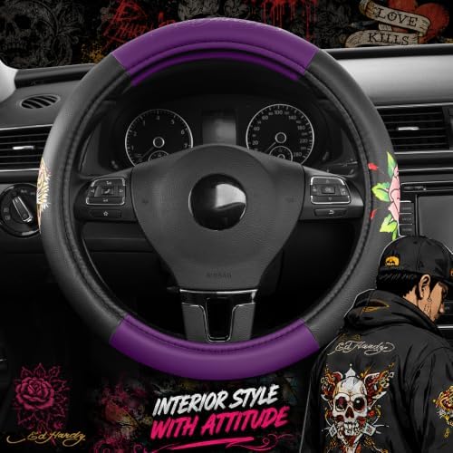 ED HARDY Tiger Print Steering Wheel Cover, Fits 14.5-15.5 Inch Steering Wheels - Image 6