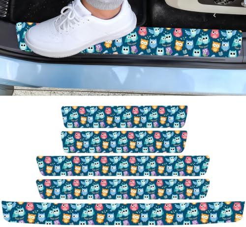 5PCS Owl Car Door Sill Sticker Carbon Fiber Leather Auto Decal by Unknown