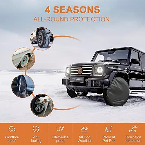 Kayme Rv Tire Covers 4 Pack, Waterproof Wheel Cover Travel Trailer Camper Truck - Image 3