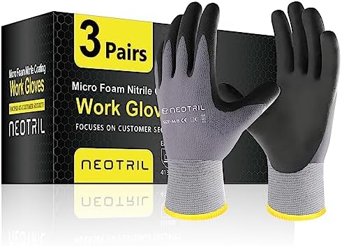 NEOTRIL Safety Work Gloves MicroFoam Nitrile Coated-3/6/12/36 Pairs, Breathable by NEOTRIL