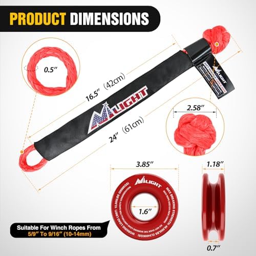 Nilight Synthetic Soft Shackle 1/2" x 24" & Recovery Ring Kit - Image 2