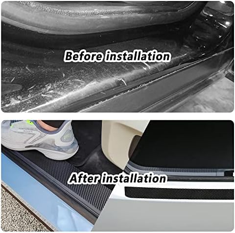 5PCS Car Door Sill Protector, Carbon Fiber Threshold/Rear Bumper Guard - Image 7