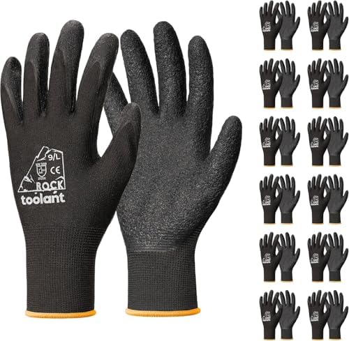 toolant Crinkle Latex Work Gloves, 12 Pairs by toolant