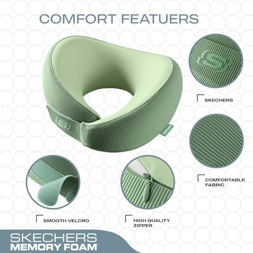 Skechers Memory Foam Neck Pillow, Comfortable & Breathable Travel Pillow - Image 3