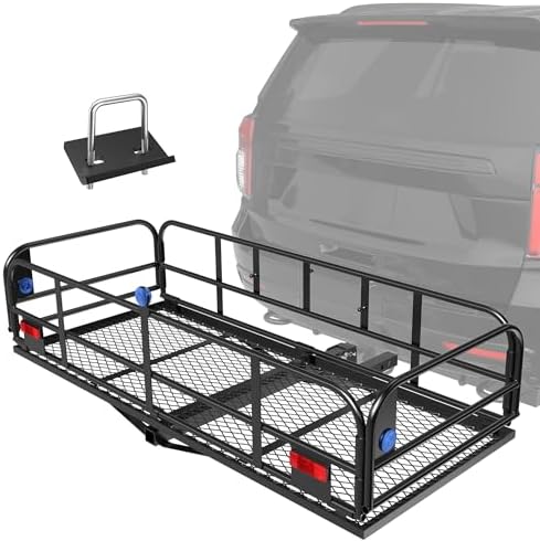 KUIPERAUTO 60" x 24" x 14" Folding Rack Hitch Mount Cargo Carrier 500 Lbs by KUIPERAUTO