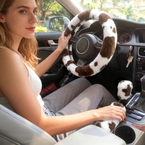 Fluffy Steering Wheel Cover 3PCS Set – Plush Fuzzy Fur Steering Wheel Cover - Image 2