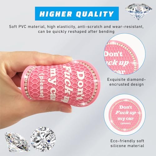 4 PCS Bling Car Cup Coaster, 2.75 Inch Anti-Slip Cup Holder Insert Coasters - Image 3
