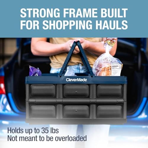 CleverMade Collapsible Shopping Basket, 32L Storage Crate, 1 Pack - Image 3