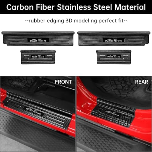 4PCS Door Sill Guards for Jeep Wrangler 2018-2025 2026 JL JLU & 2020-2026 - Image 2