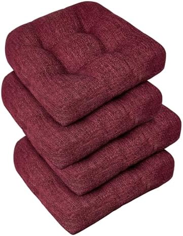 downluxe Chair Cushions for Dining Chairs 4 Pack, Tufted Indoor Chair Pads by Downluxe