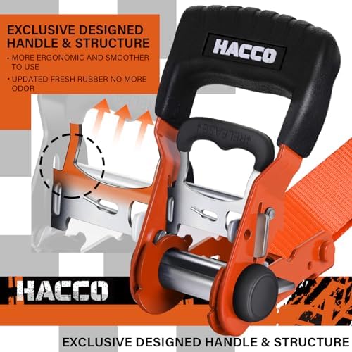 HACCOPLANET 1.6in Heavy Duty Ratchet Tie Down Straps 4PK - Image 2