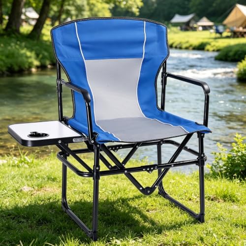 2 Pack Camping Chairs with Side Table & Cup Holder 400 lbs - Image 2