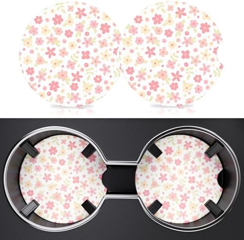 2 Pack Car Cup Holder Coaster, 2.63 inch Anti Slip Insert Absorbent Ceramic Car by Heainaiyoo