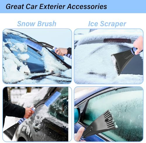 27" Snow Brush and Ice Scrapers Detachable Pivoting, Soft Bristle Head - Image 2