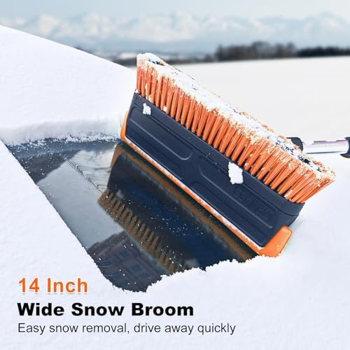SEAAES 56 Inch Long Snow Brush Scraper and Snow Broom - Image 4