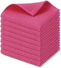 Kitinjoy 100% Cotton Waffle 8-Pack Kitchen Towels, Hot Pink by Kitinjoy