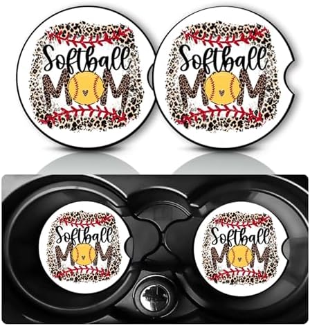 2Pack Softball Mom Car Cup Holder Coaster Neoprene Car Coasters by YGQZYYQ