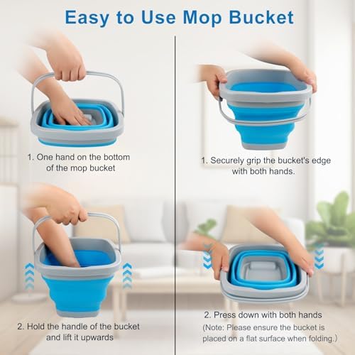 Collapsible Mop Bucket and Ice Bucket-5L Household Cleaning Silicone Dust Mops - Image 3