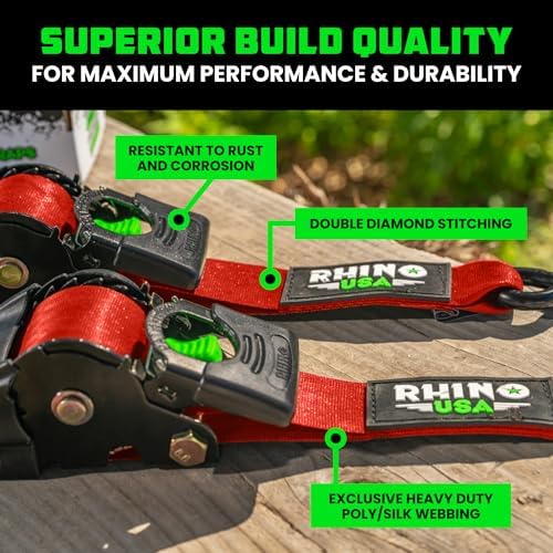 Rhino USA Retractable Ratchet Straps - 2in x 10ft - Image 4