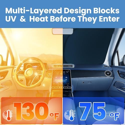 Magnelex Windshield Sun Shade for Jeep Wrangler 1997-2017, Foldable Car Window - Image 3