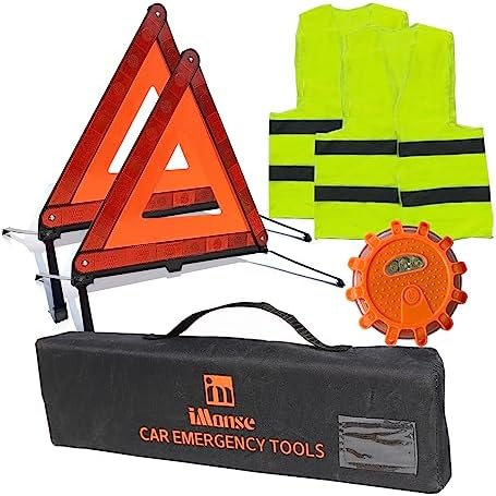Emergency Roadside Reflective Triangles Warning Safety Kit by iMonse