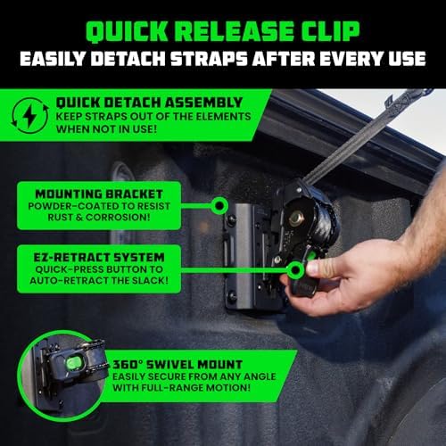 Rhino USA Bed-Mounted Retractable Ratchet Straps - Image 2