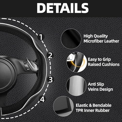NBTEPEM 10 PCS Leather Car Seat Covers Front Seats Set, 14.5”-15'' Sporty - Image 3