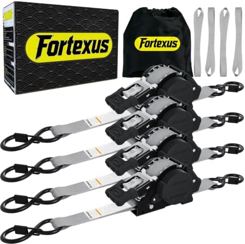 Retractable Ratchet Straps, Motorcycle, Pickup Truck by Fortexus