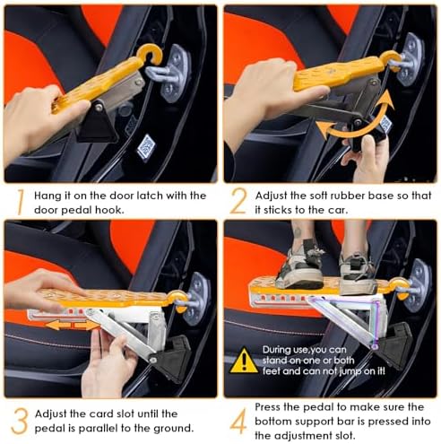 Universal Car Door Step, Foldable Roof Rack Car Door Latch Hook Step, Max Load - Image 4