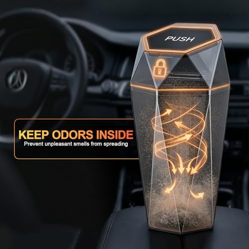 JUSTTOP Car Trash Can with Lid, Diamond Design Small Automatic Portable Trash - Image 2