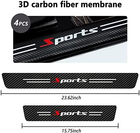 4Pcs Car Door Sill Protector, Sport Carbon Fiber Threshold Anti-Scratch Sticker - Image 2